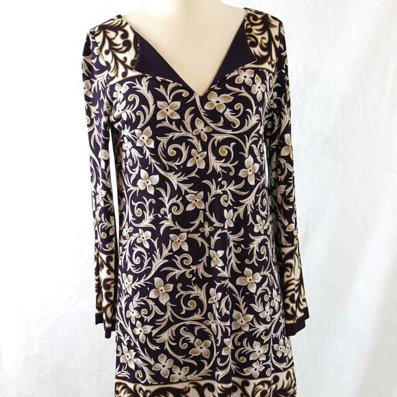 Nicole Miller Women's Vintage Regal Jewel Toned Floral Dress Silk Size Small - Picture 6 of 11